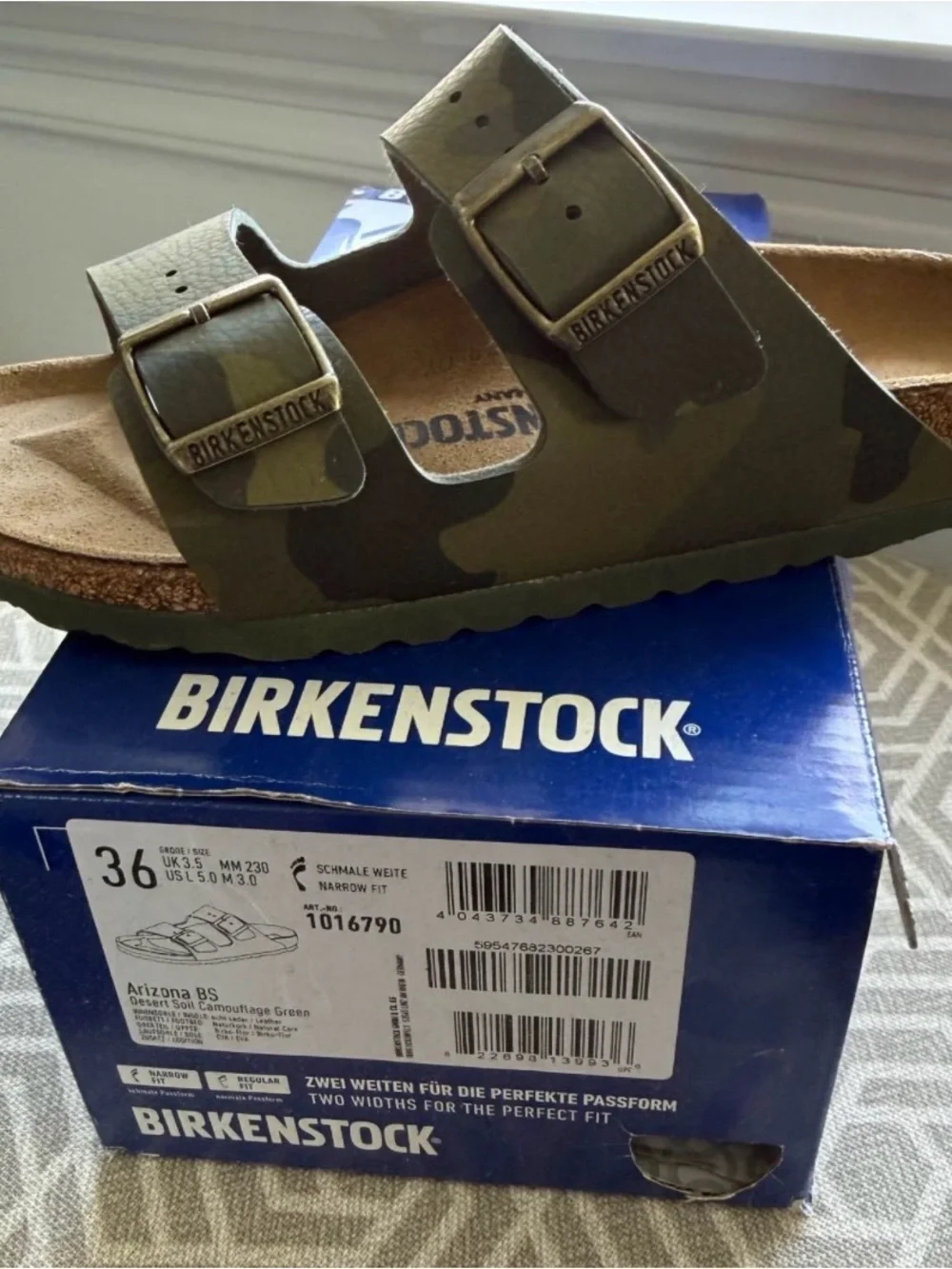 Birkenstock Kids Arizona Two-Strap Sandal in Camouflage Green